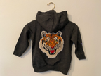 Tiger - Kids Patch Hooded Sweatshirt - Dark Grey
