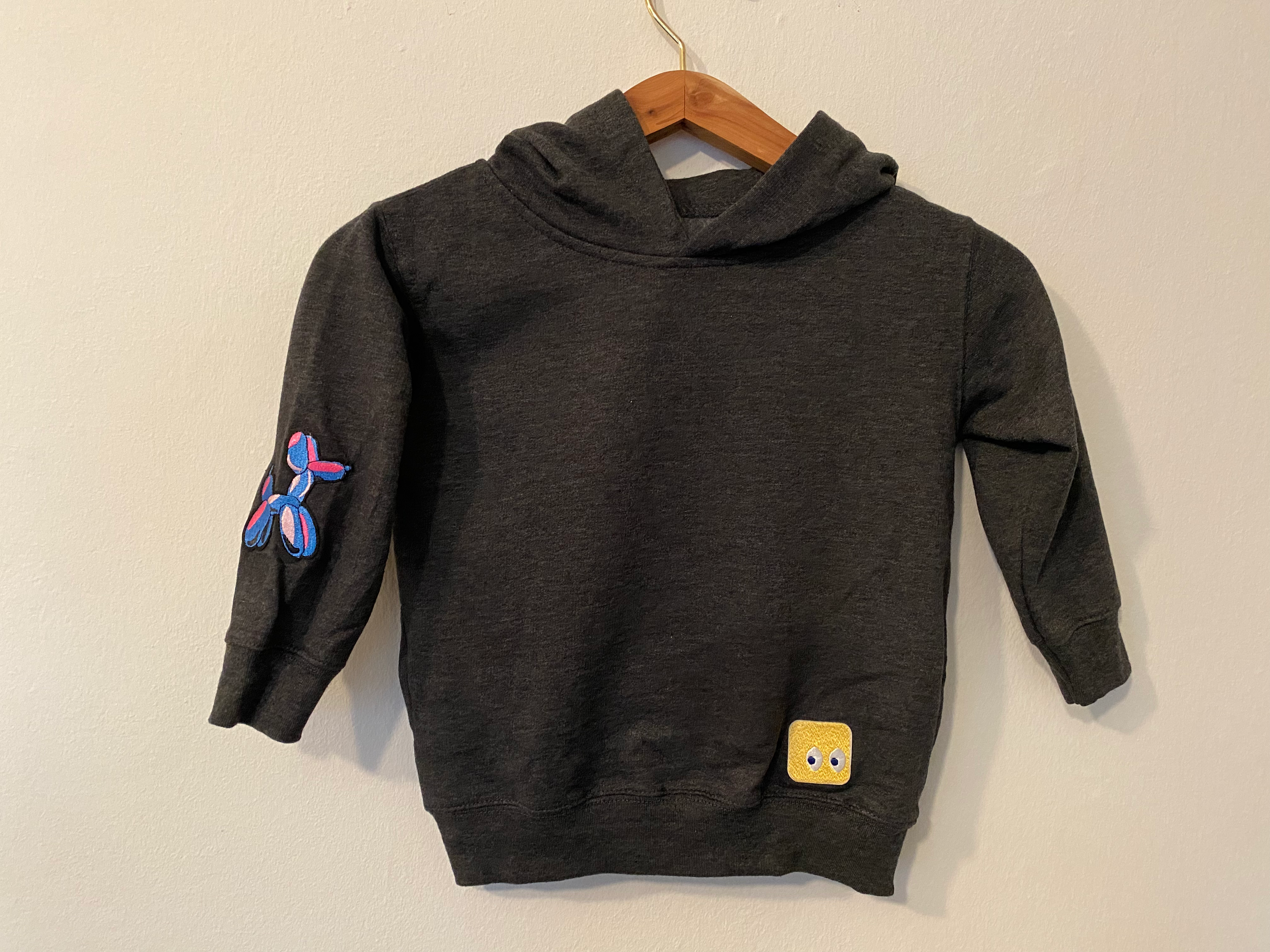 Tiger - Kids Patch Hooded Sweatshirt - Dark Grey