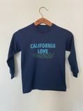 California Wave (block) - Youth Long Sleeve Tee - Navy