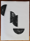 Block Print Artwork - "Series of Four Half Circles with Dots"