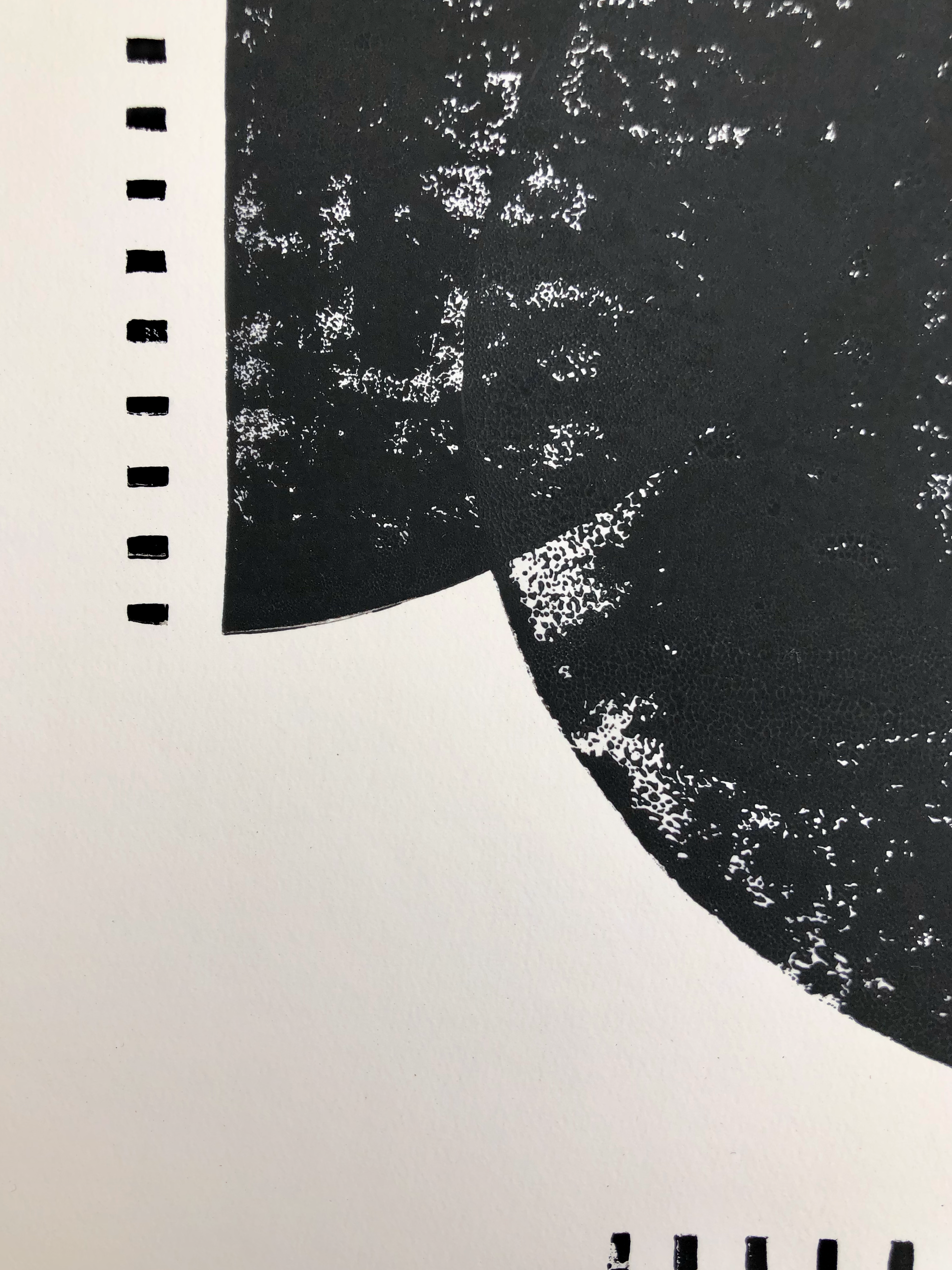 Block Print Artwork - "Series of Four Half Circles with Dots"