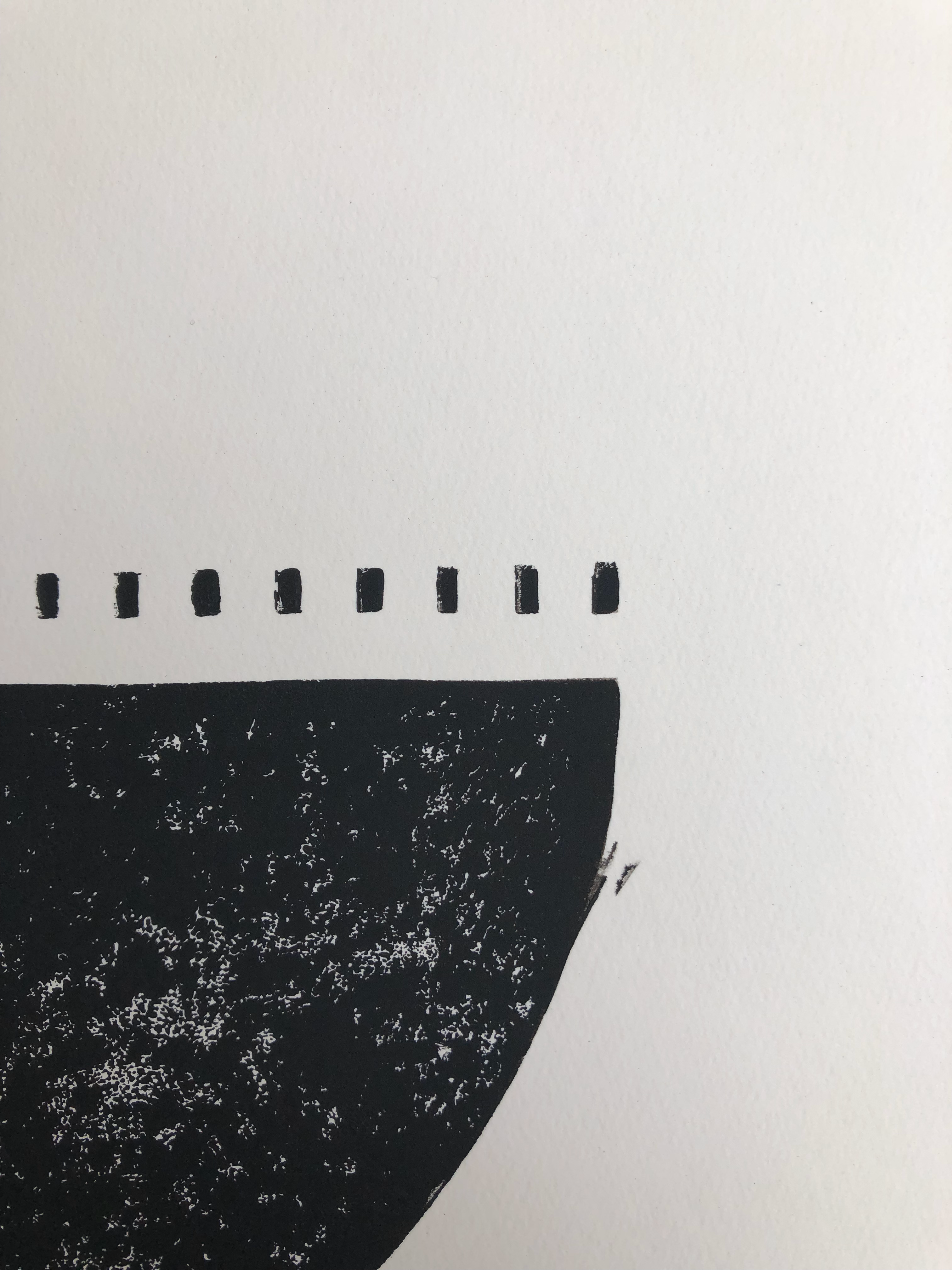 Block Print Artwork - "Series of Four Half Circles with Dots"