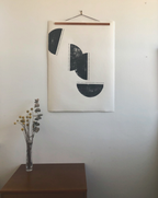 Block Print Artwork - "Series of Four Half Circles with Dots"