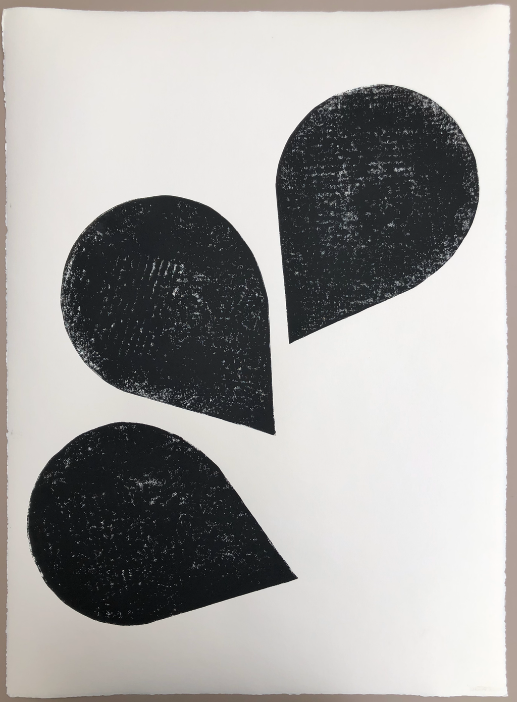 Block Print Artwork - "Series of Three Falling Petals"