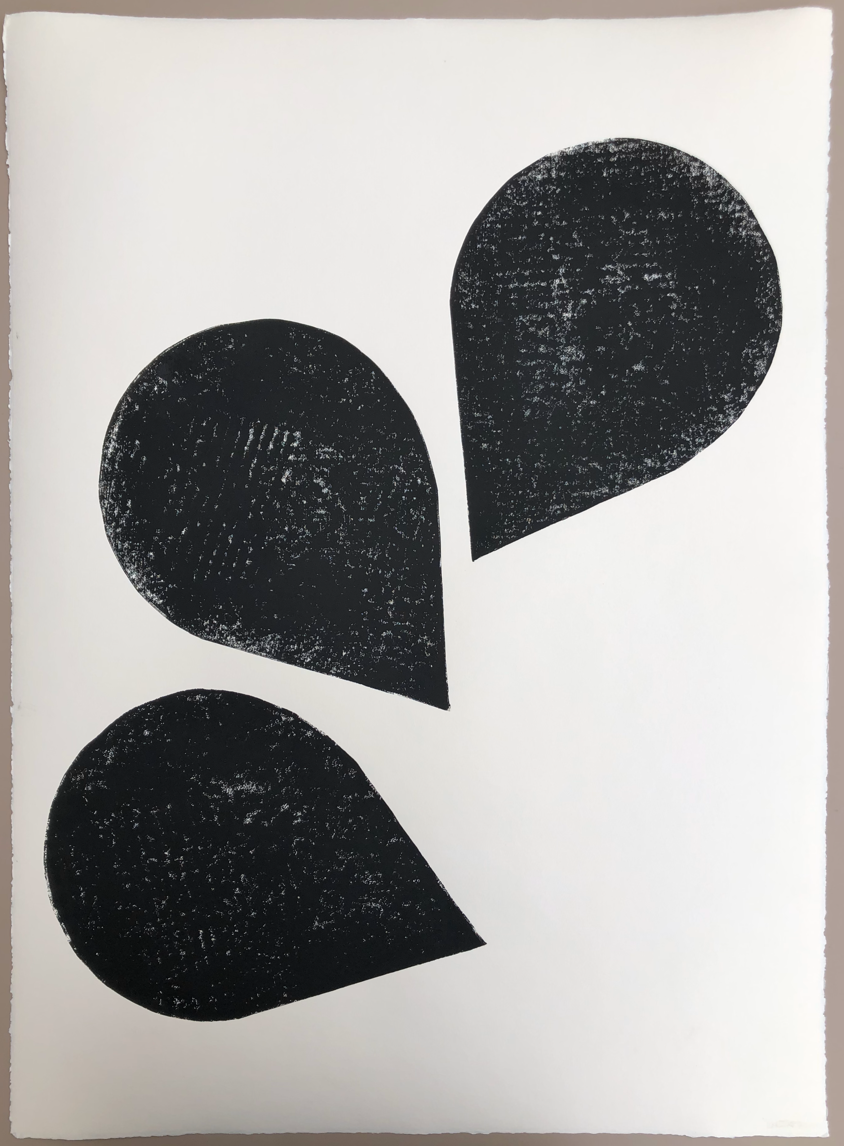 Block Print Artwork - "Series of Three Falling Petals"