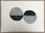 Block Print Artwork - "Two Half Open Circles - Black"