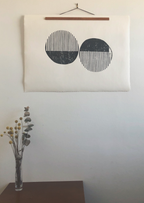 Block Print Artwork - "Two Half Open Circles - Black"