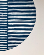 Block Print Artwork  - "Two Open Circles Marine and Navy Blue"