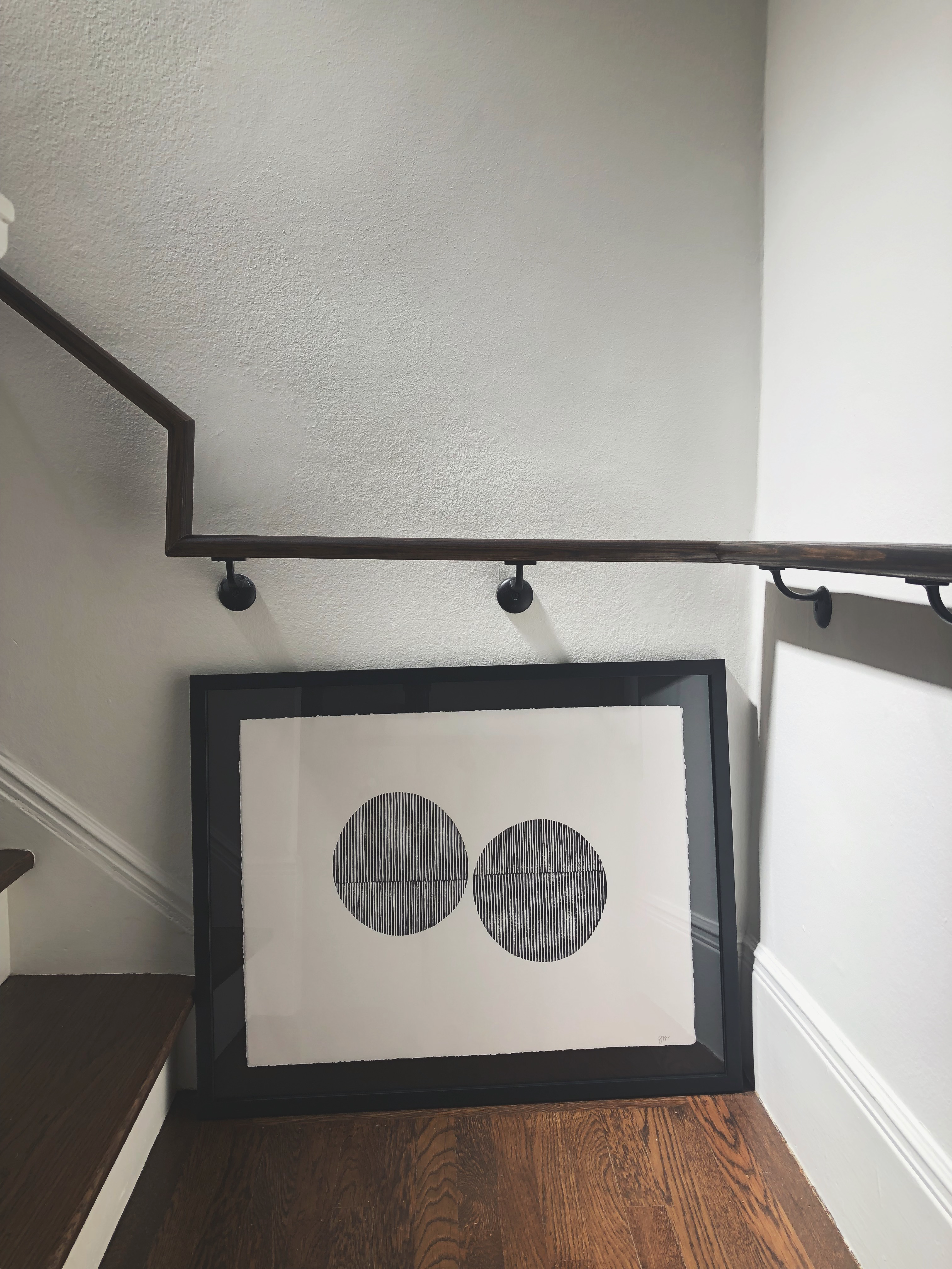 Block Print Artwork Framed - "Two Open Circles"
